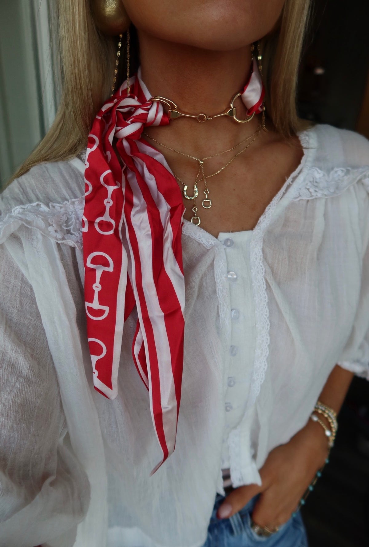 Scarf & Horsebit Buckle Necklace