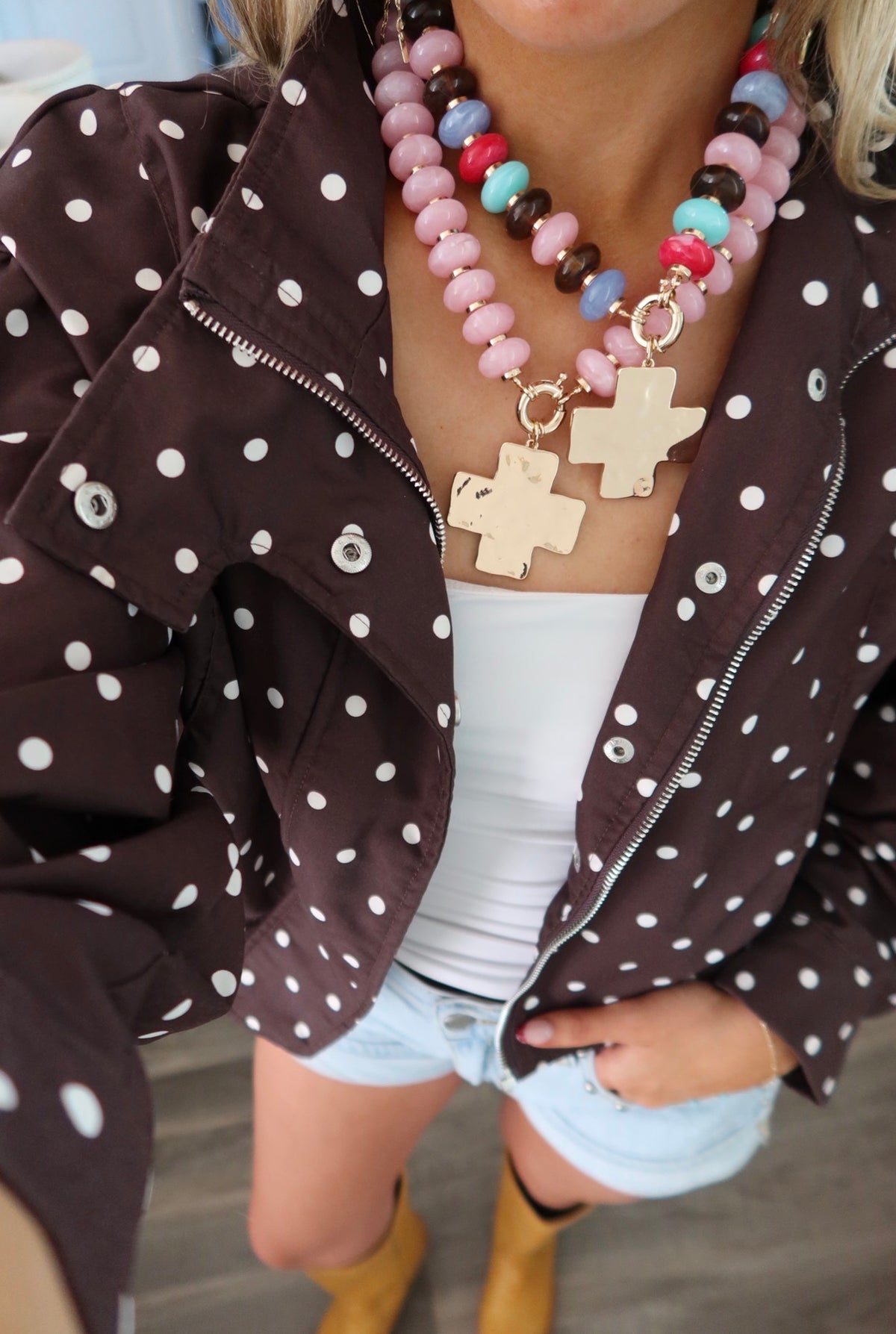 Colorful Beaded Cross Necklace