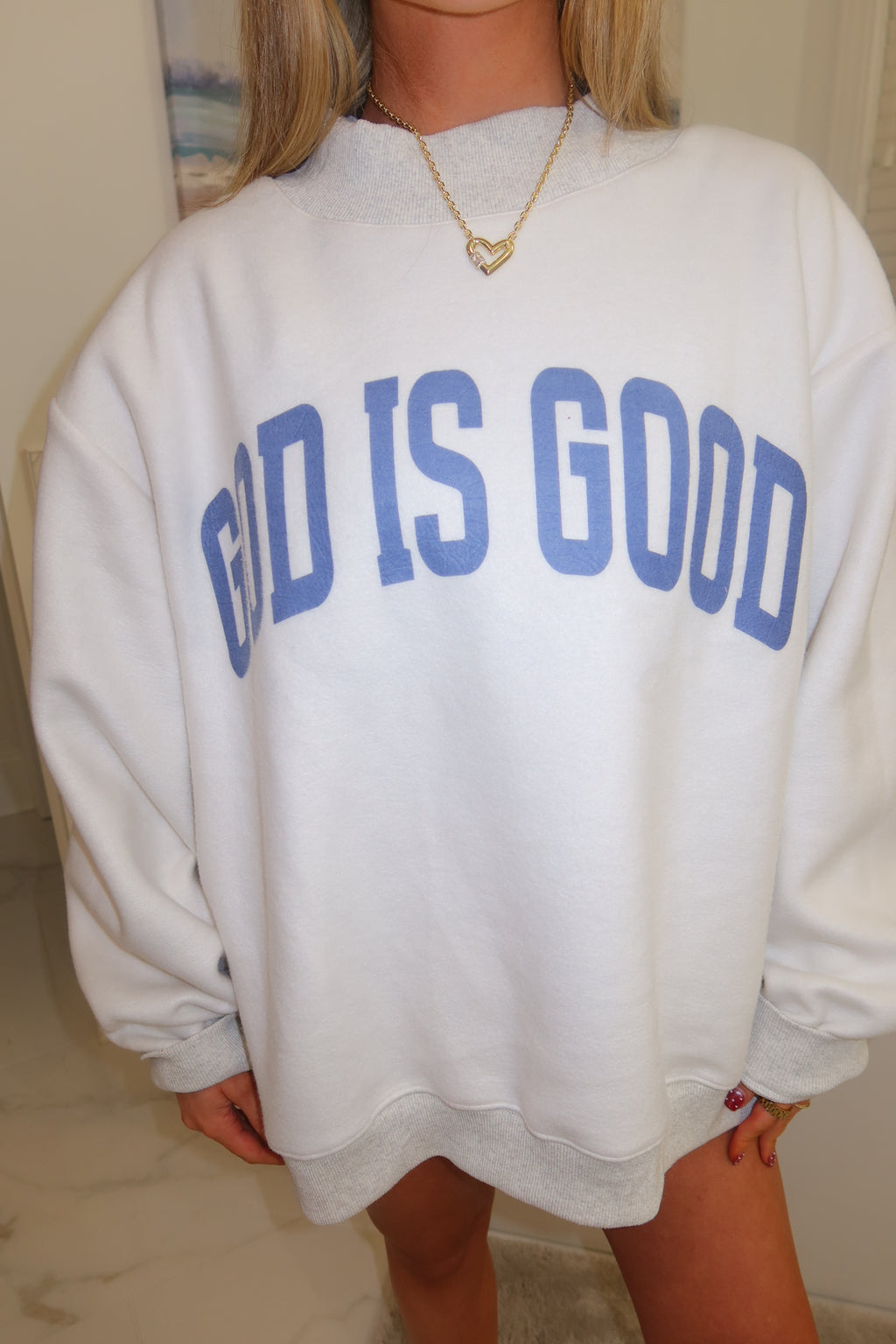 Jesus/God is Good Reversible Mock Neck Sweatshirt