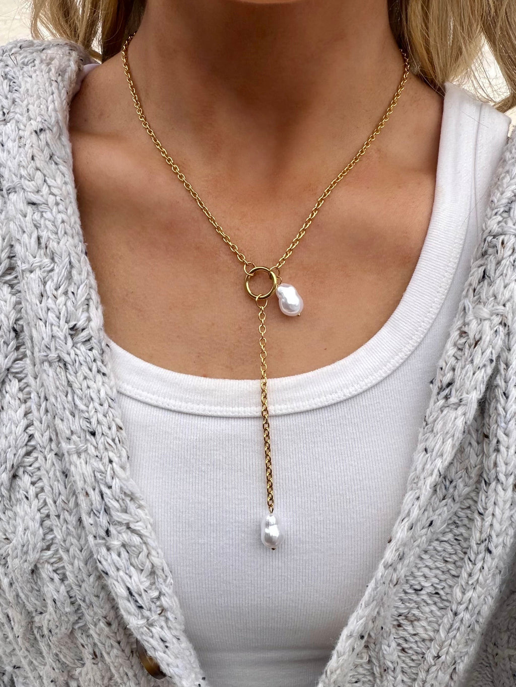 Simple Pearl Drop Chain
