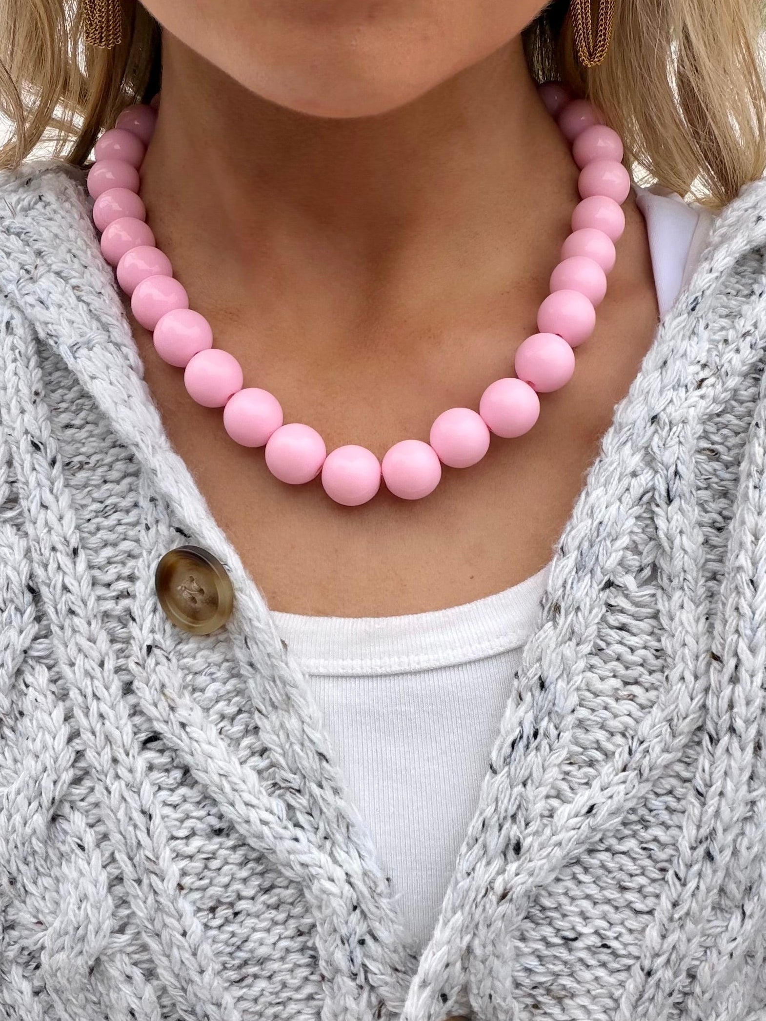 Chunky Bead Necklace - Pink