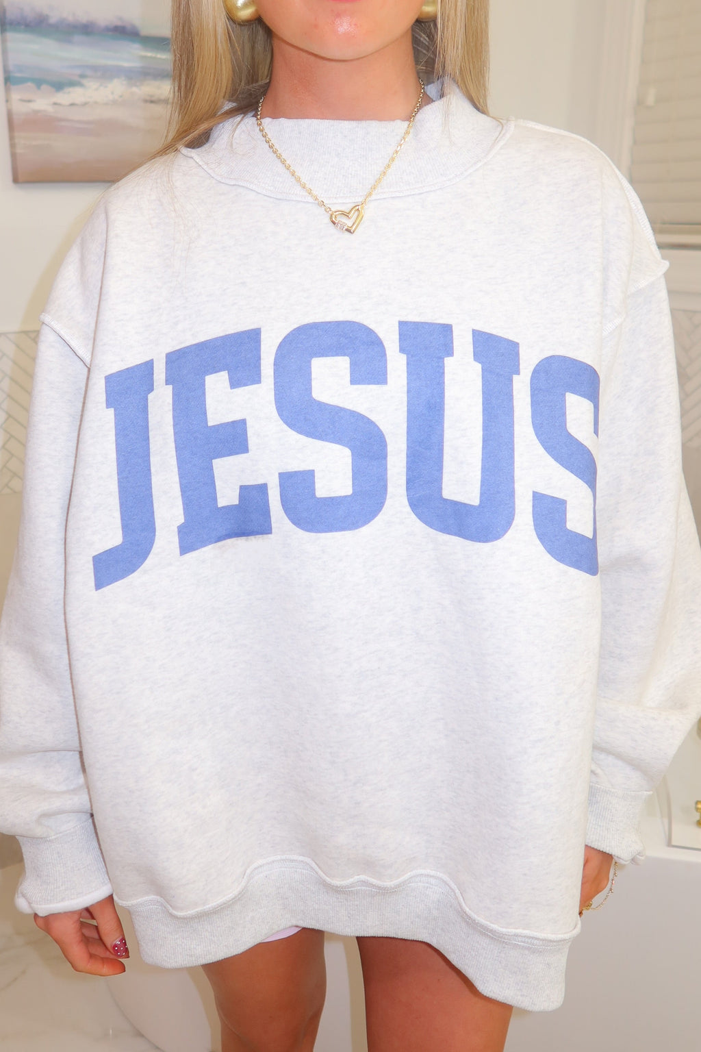 Jesus/God is Good Reversible Mock Neck Sweatshirt