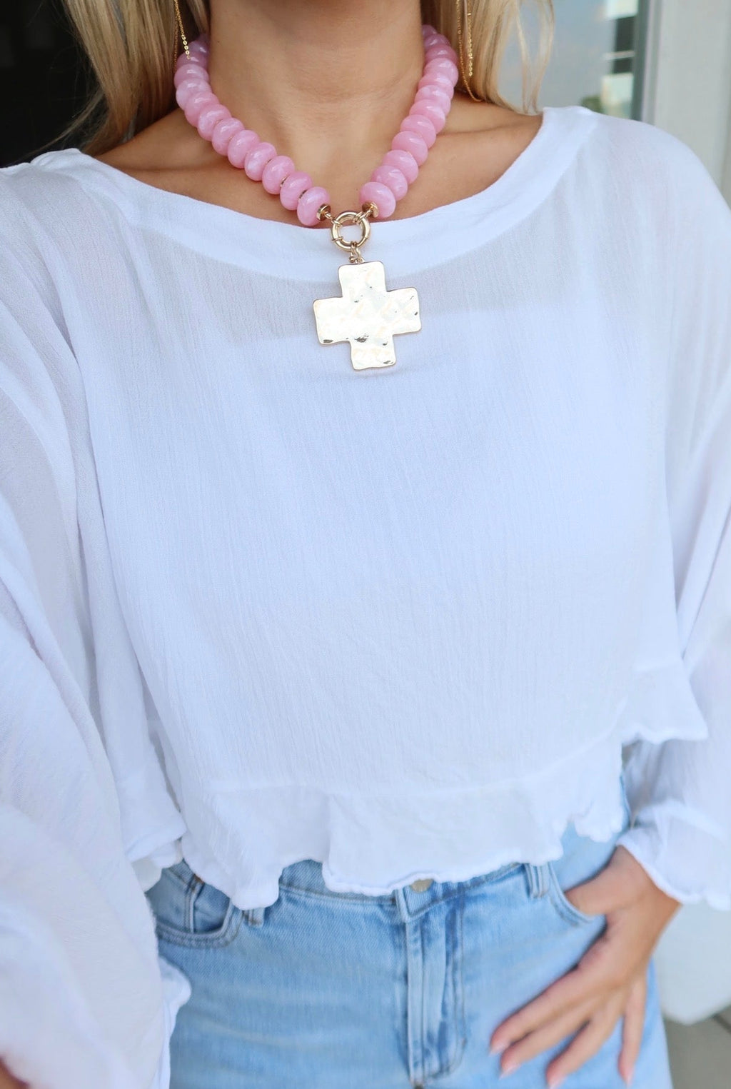 Colorful Beaded Cross Necklace