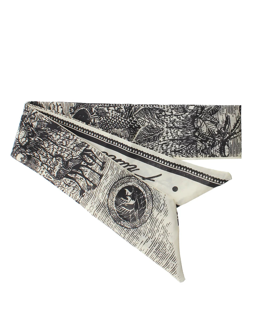 Black and White Printed Twilly Scarf