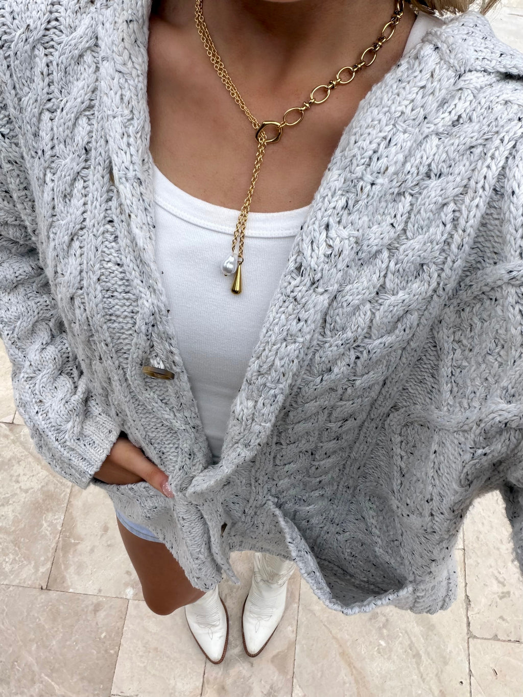 Double Drop Pearl Necklace