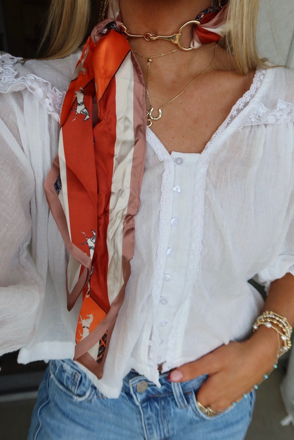 Scarf & Horsebit Buckle Necklace
