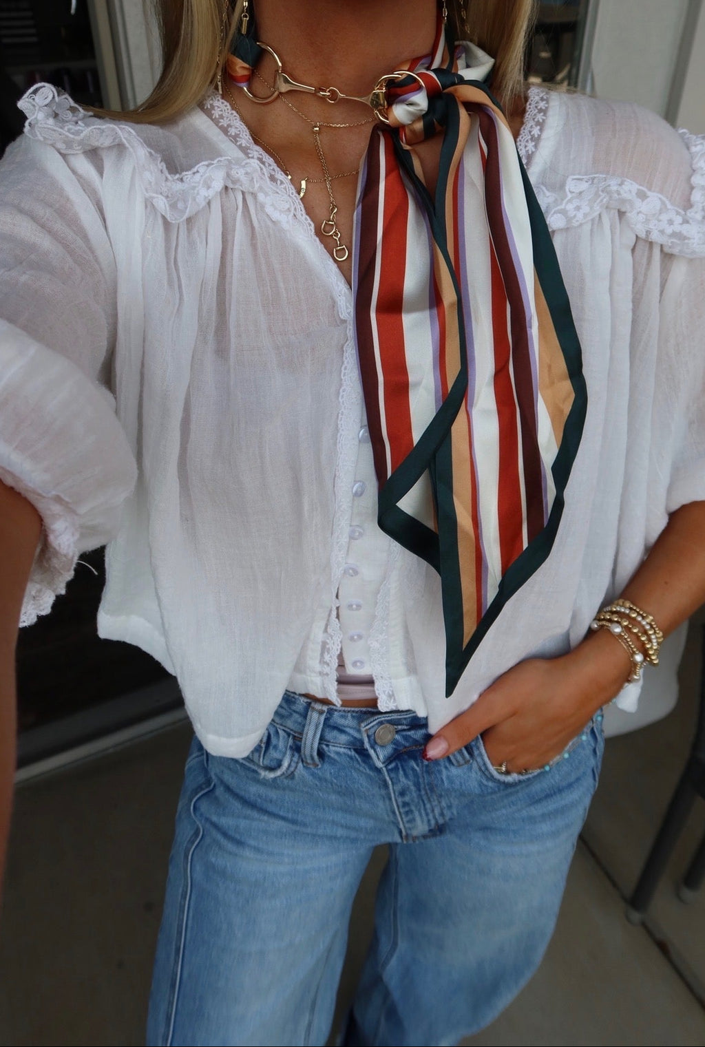 Dainty Horsebit Y Necklace - Gold Dipped
