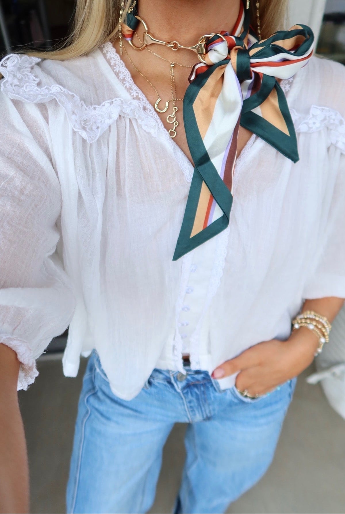 Scarf & Horsebit Buckle Necklace