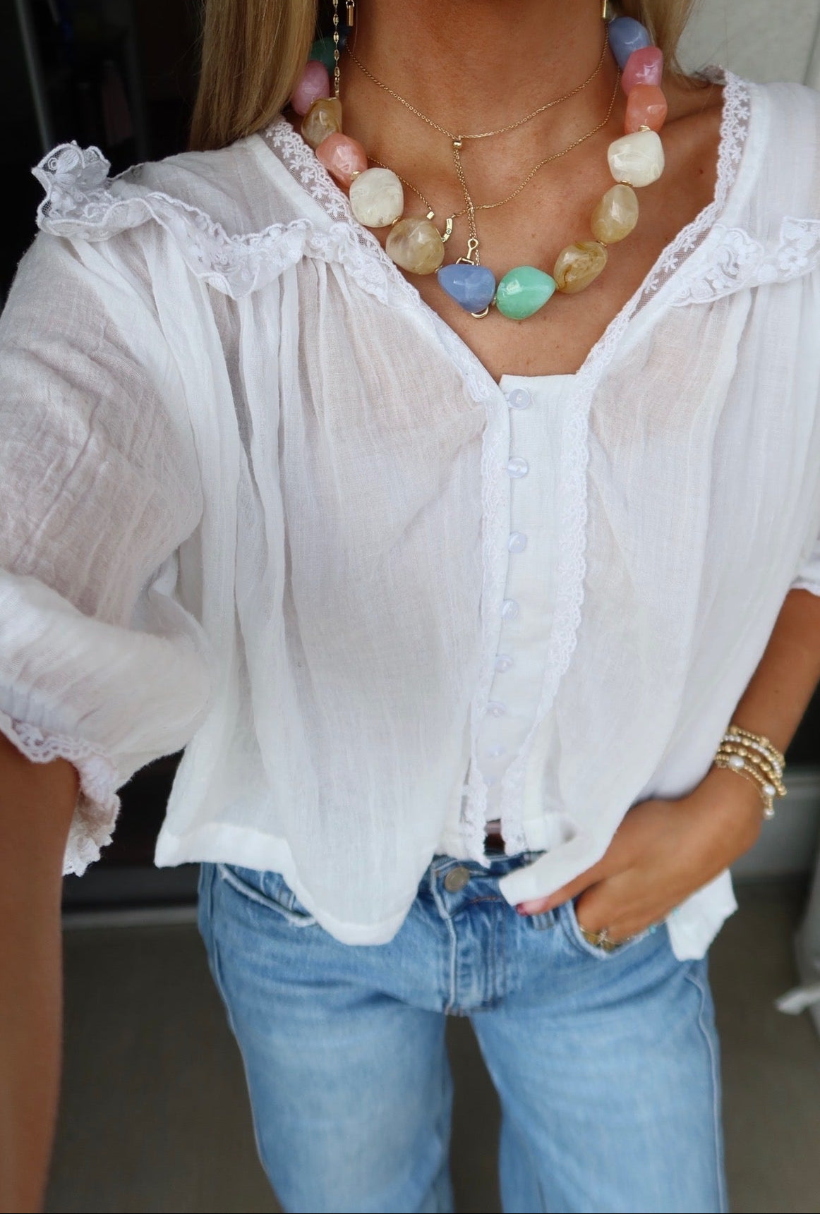 Multicolor Stone Bead Necklace