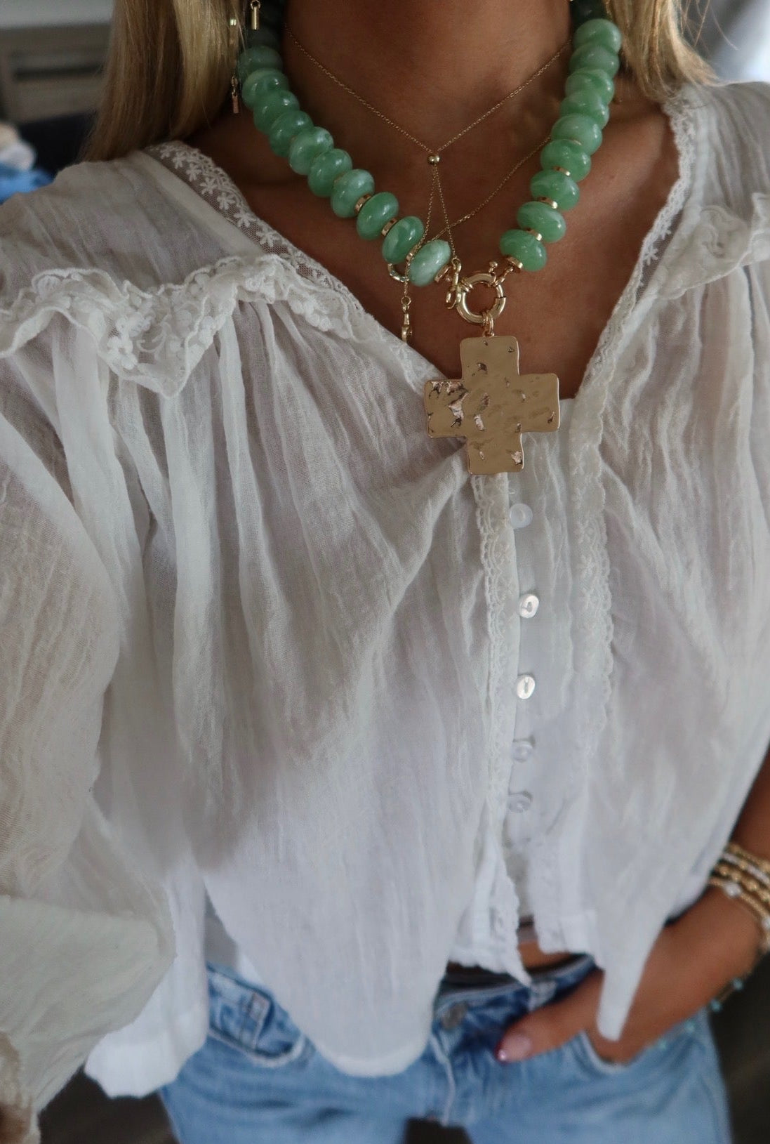 Colorful Beaded Cross Necklace
