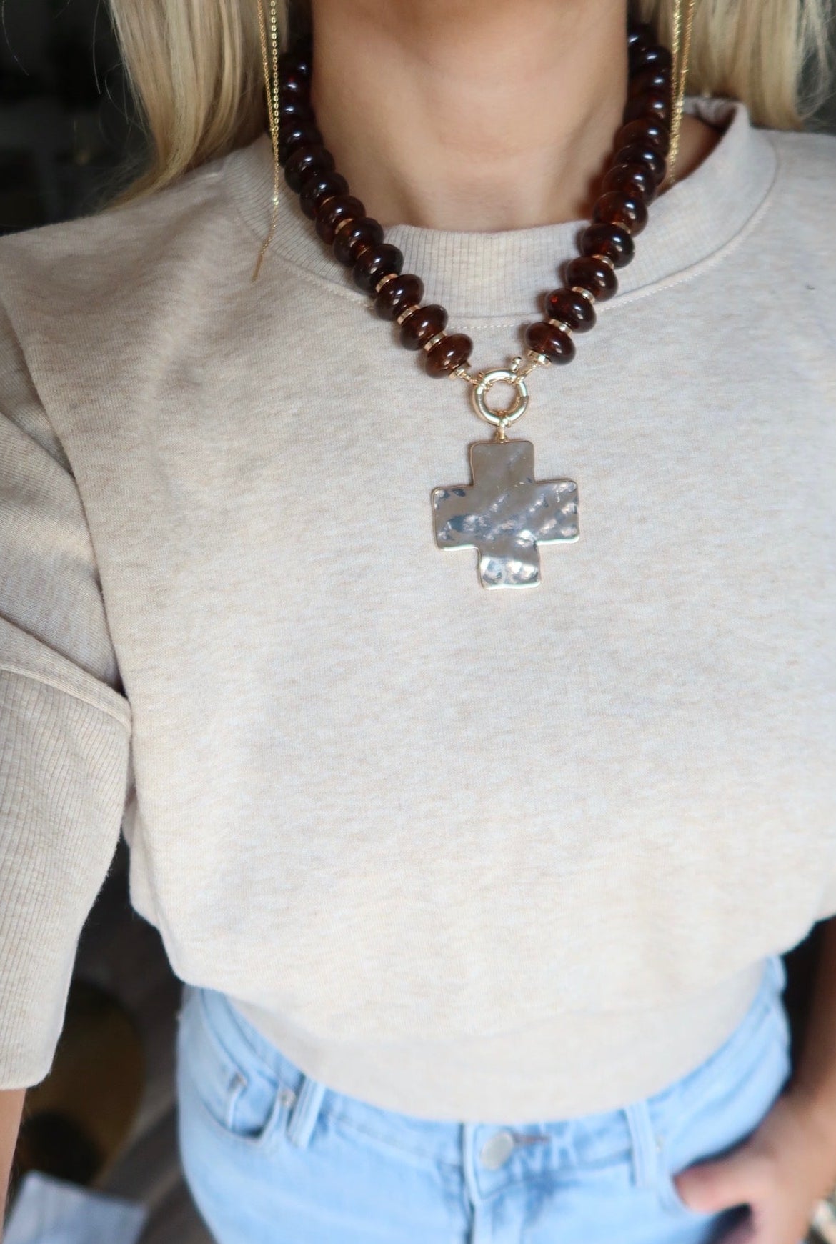 Colorful Beaded Cross Necklace