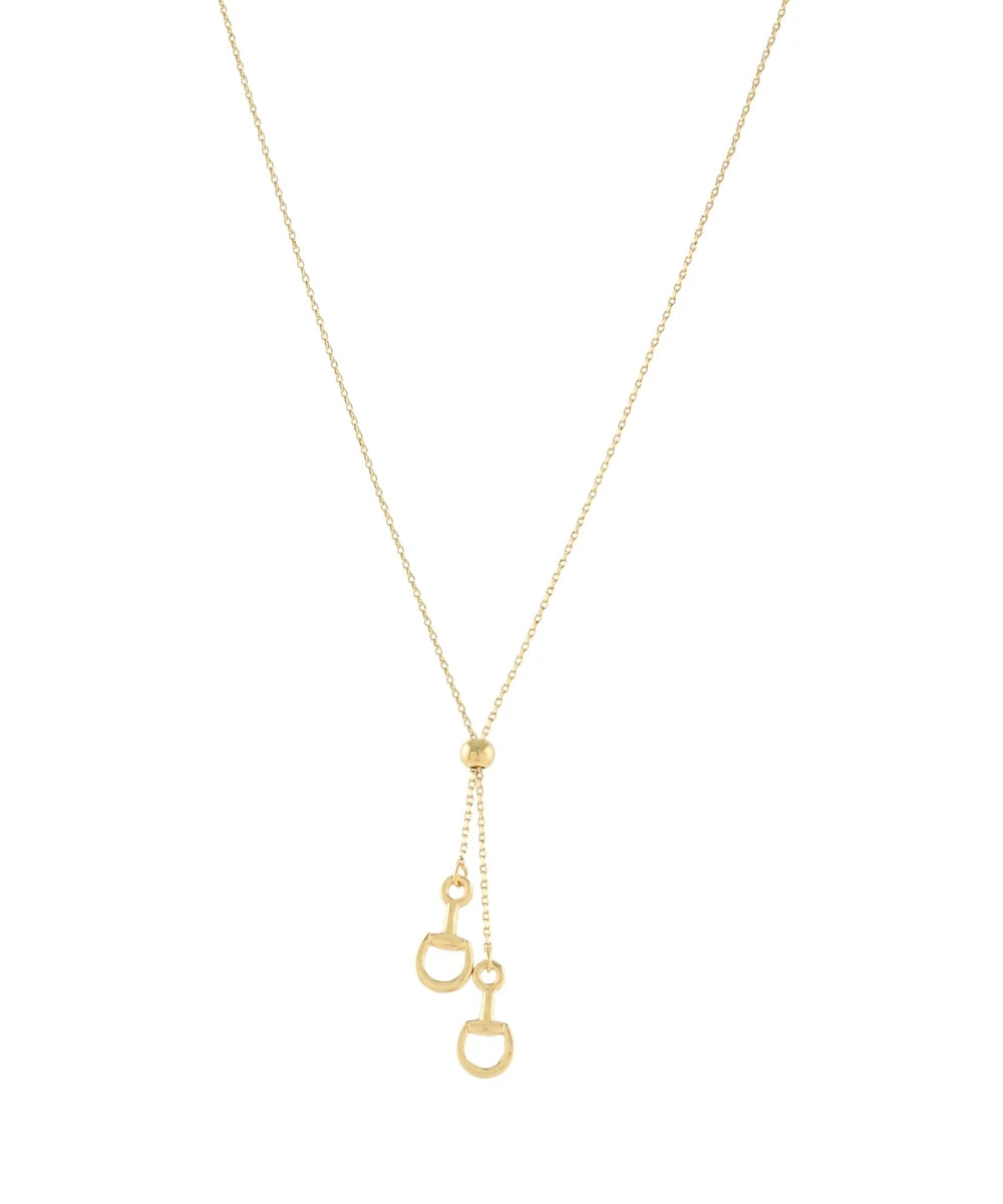 Dainty Horsebit Y Necklace - Gold Dipped