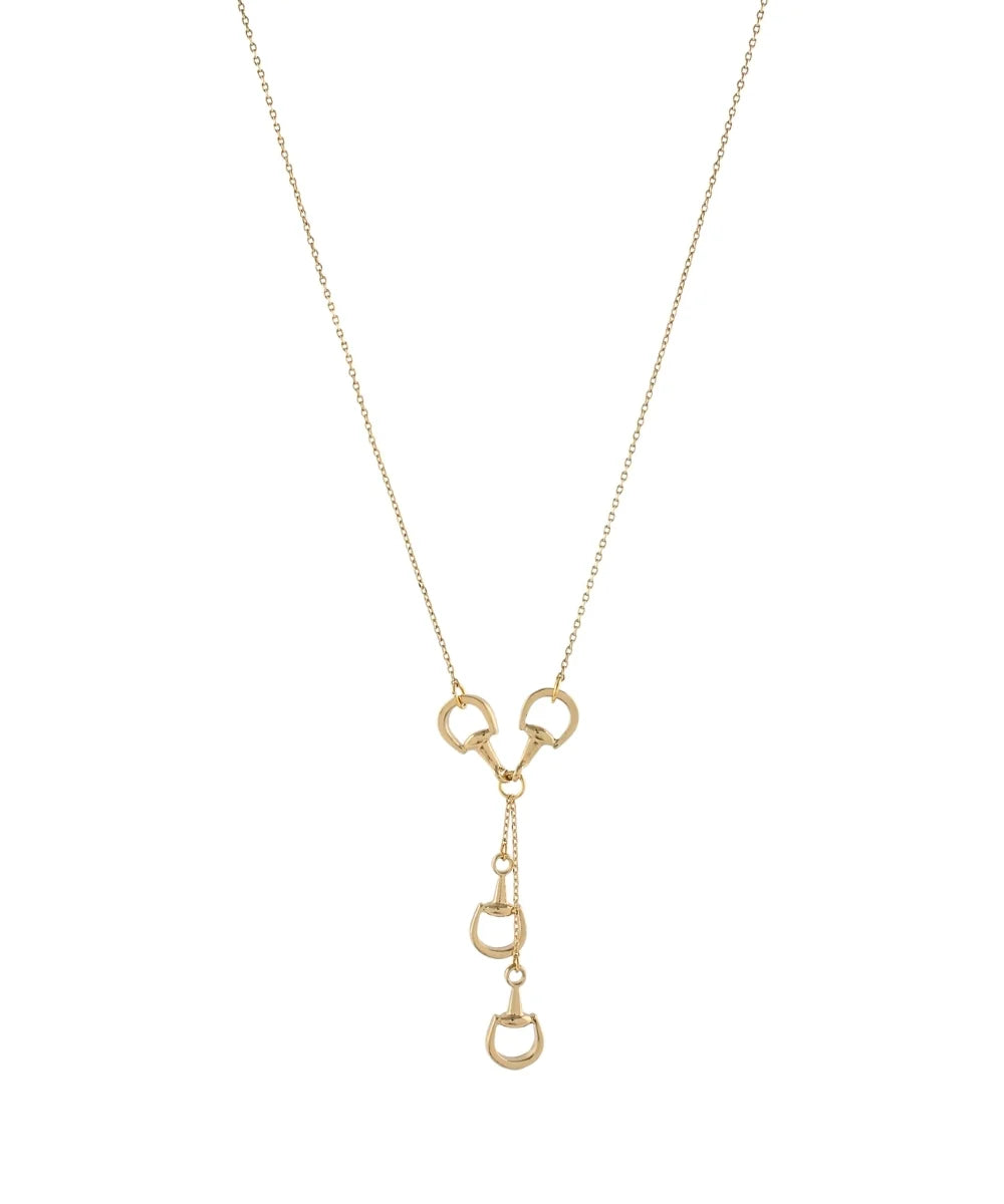 Double Horsebit Y Necklace - Gold Dipped